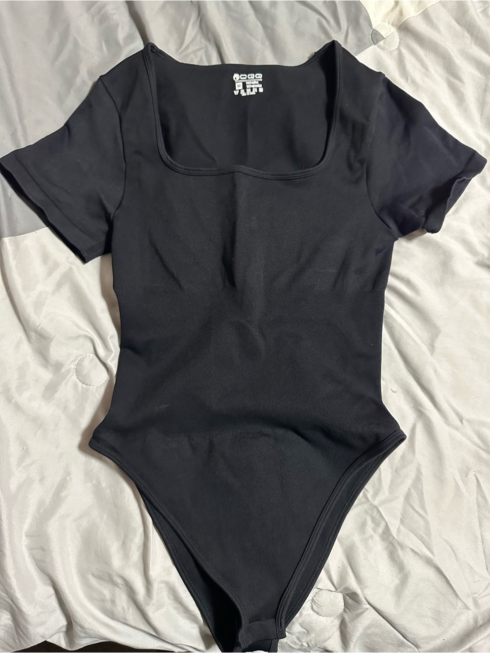 Black Square-Neck Kids One-Piece Bodysuit